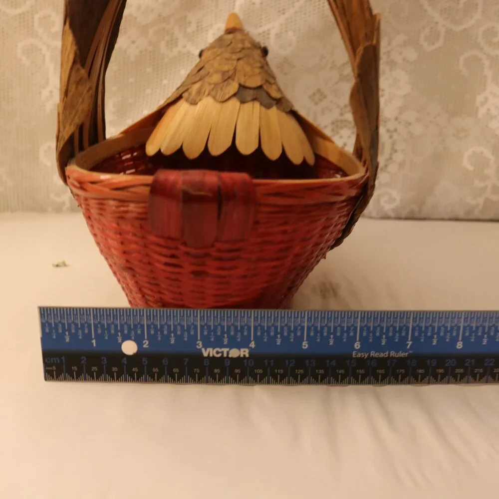 gorgeous vintage bird of prey Chinese handmade decorative basket smoke free home